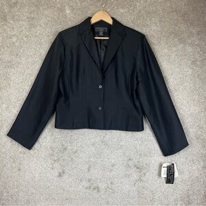 Harris Wallace Vintage Jacket Womens 14P Black Silk Button Lined Blazer- 4194